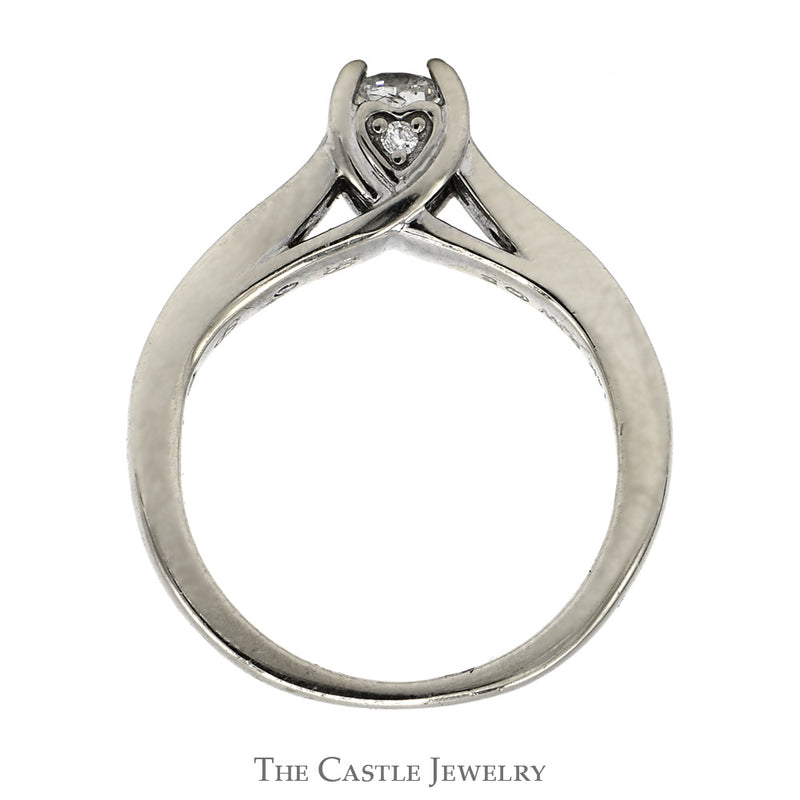 Diamond Engagement Ring With .23CT Round Brilliant Cut Center With Channel-Set Diamond Sides .43CTTW In 14KT White Gold