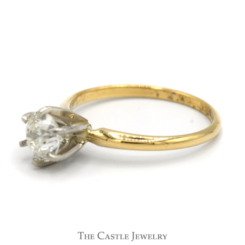 1.01ct Old European Cut Diamond Solitaire Ring in 14k Yellow Gold 6 Prong Tiffany Mounting
