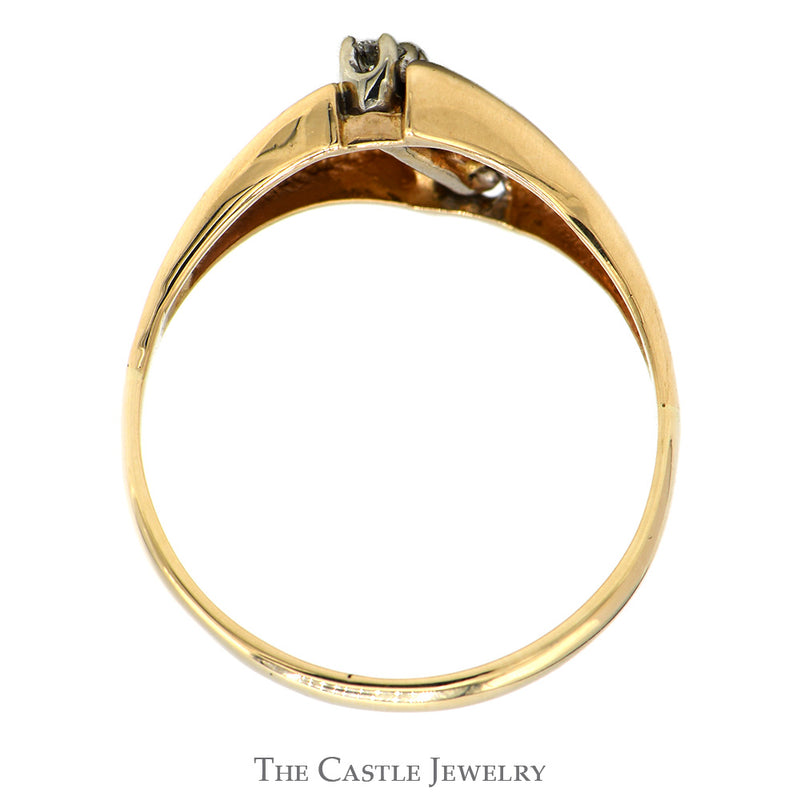 Vertically Set 4 Round Diamond Ring with Tapered Polished Sides in 10k Yellow Gold