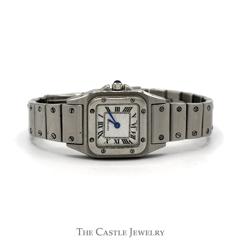 Cartier Santos de Cartier 24mm with White Roman Numeral Dial in Stainless Steel