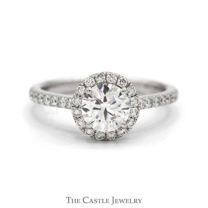 1.35cttw Lab Grown Diamond Engagement Ring with Diamond Halo & Accents in 14k White Gold
