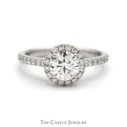 1.35cttw Lab Grown Diamond Engagement Ring with Diamond Halo & Accents in 14k White Gold