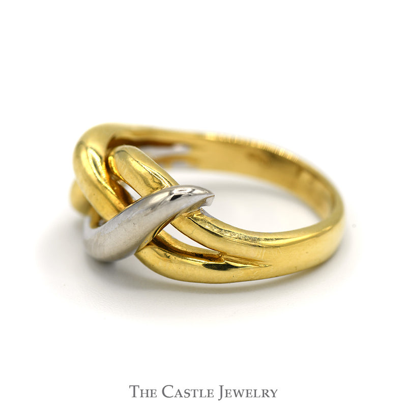 Two Tone Polished Open Twisted Knot Band in 18k White & Yellow Gold
