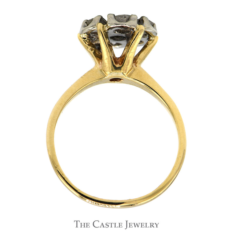 1cttw 7 Round Diamond Cluster Ring in 10k Yellow Gold