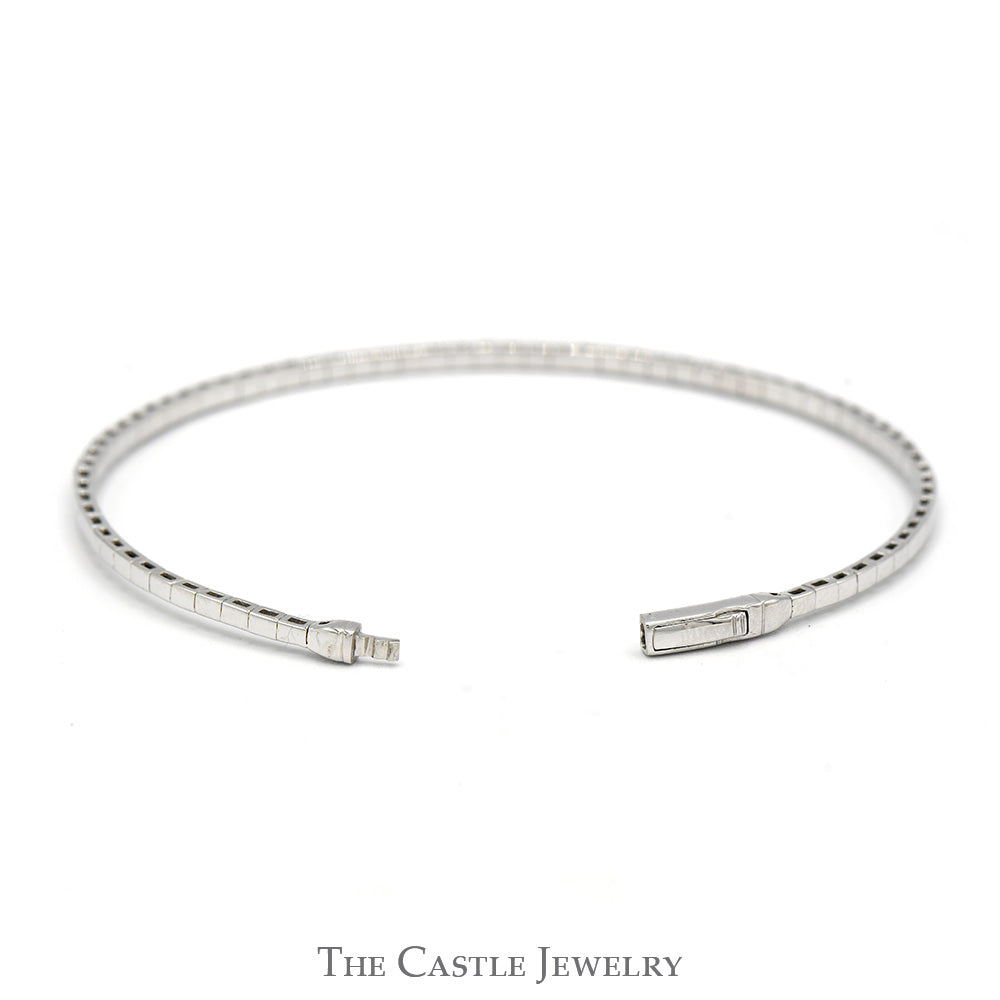 18k White Gold Diamond Bangle Bracelet - 1ct tw