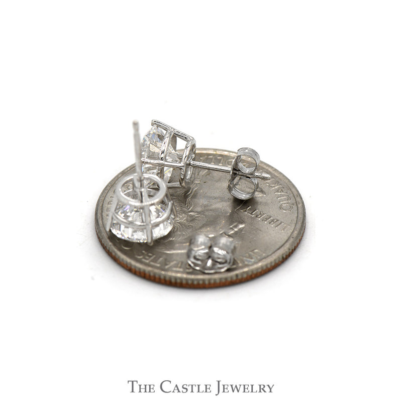 3cttw Round Brilliant Cut Lab Grown Diamond Stud Earrings in 14k White Gold