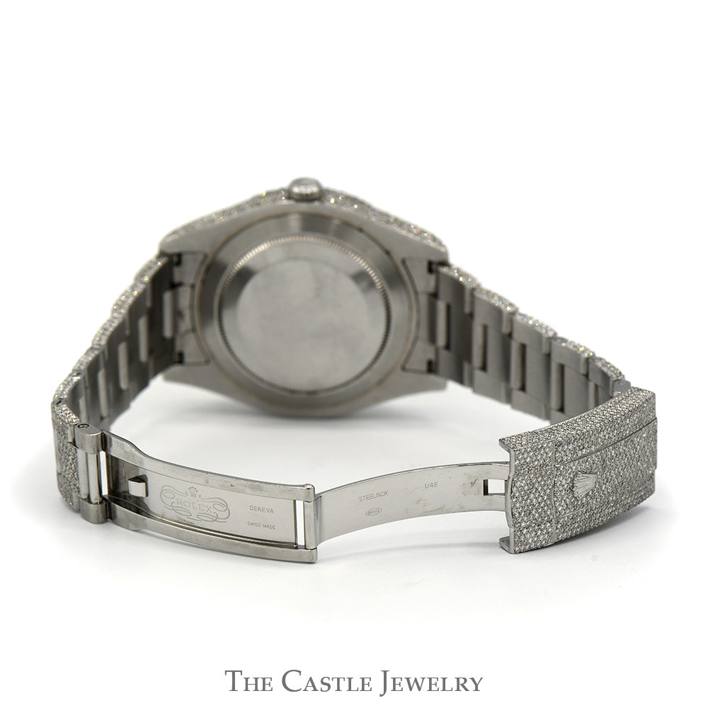 Iced Out Diamond Rolex Datejust 116334 41mm Watch with Diamond Oyster Bracelet, Bezel, Case & Arabic Dial