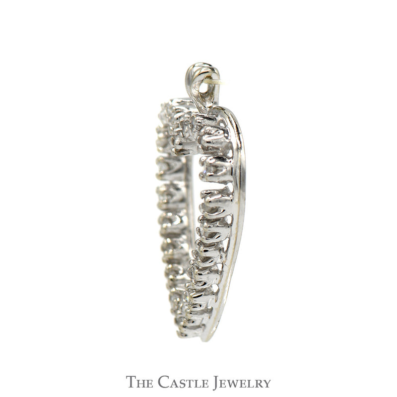.22cttw Diamond Open Heart Pendant in 14k White Gold