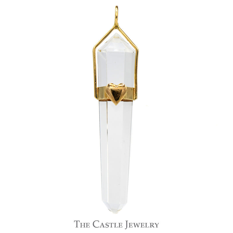 Crystal Pendant in 14k Yellow Gold Heart Designed Mount