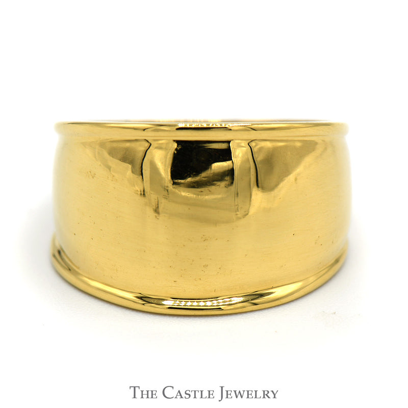 Men's 18k Yellow Gold Tapered Wide Cigar Band Ring
