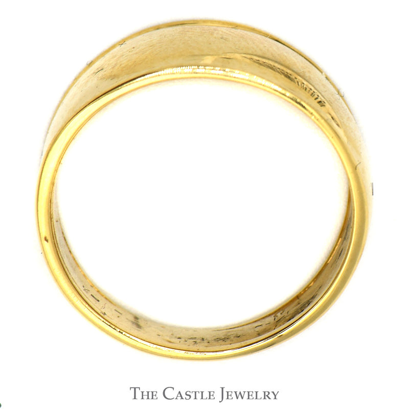 Men's 18k Yellow Gold Tapered Wide Cigar Band Ring