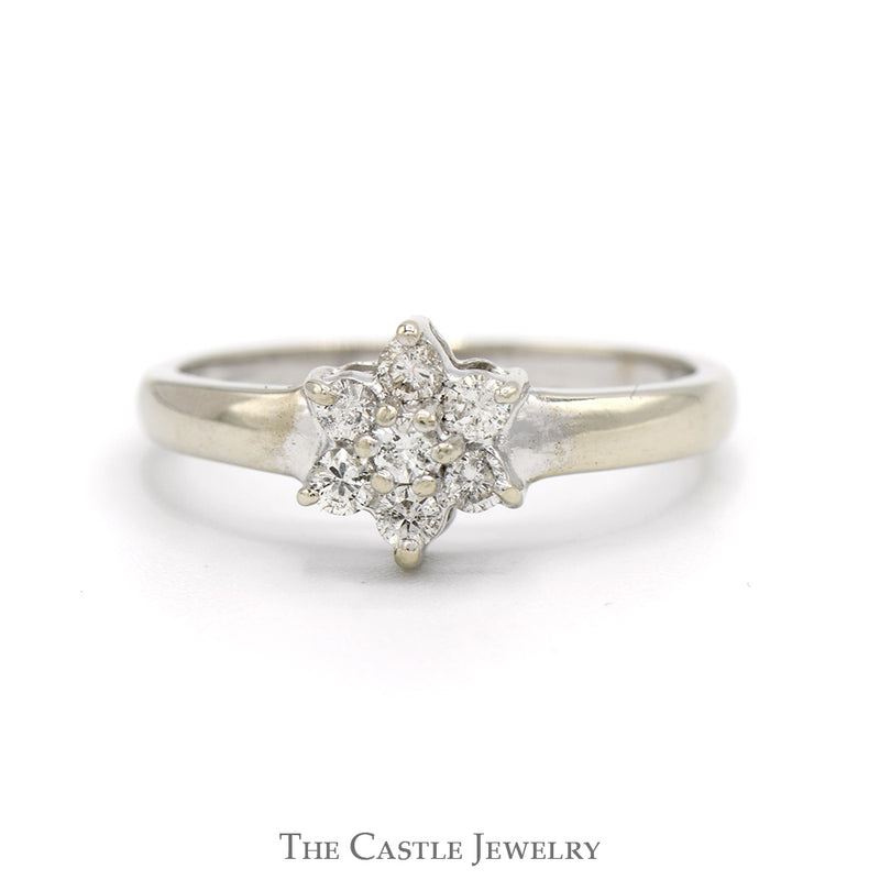 1/4cttw Round Diamond Flower Cluster Ring in 14k White Gold