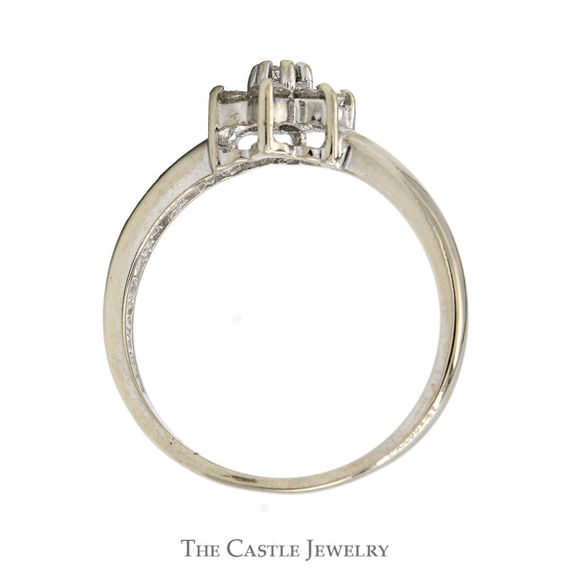 1/4cttw Round Diamond Flower Cluster Ring in 14k White Gold