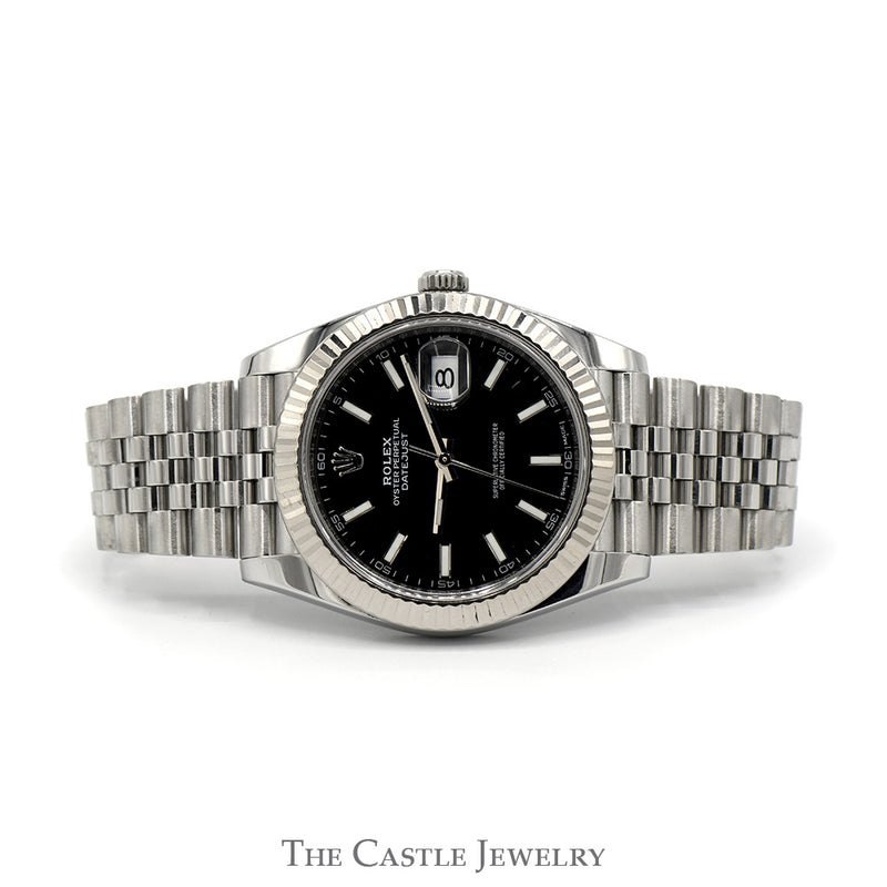 Rolex Datejust 126334 Quickset with Fluted Bezel and Black Dial in Stainless Steel Jubilee Bracelet