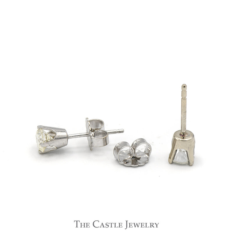 1/2cttw Round Brilliant Cut Diamond Stud Earrings in 14k White Gold Butterfly Pushbacks