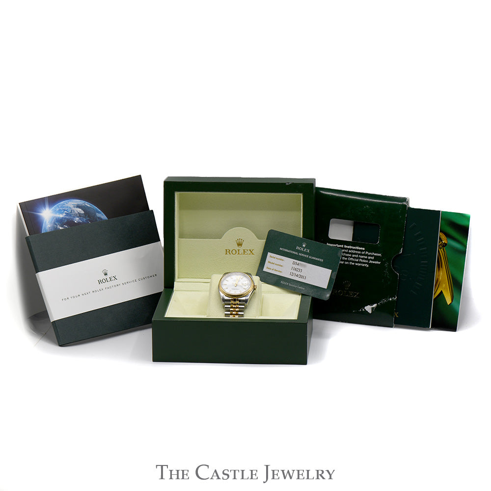 Two Tone Rolex Datejust 116233 Quick Set Watch with 18k