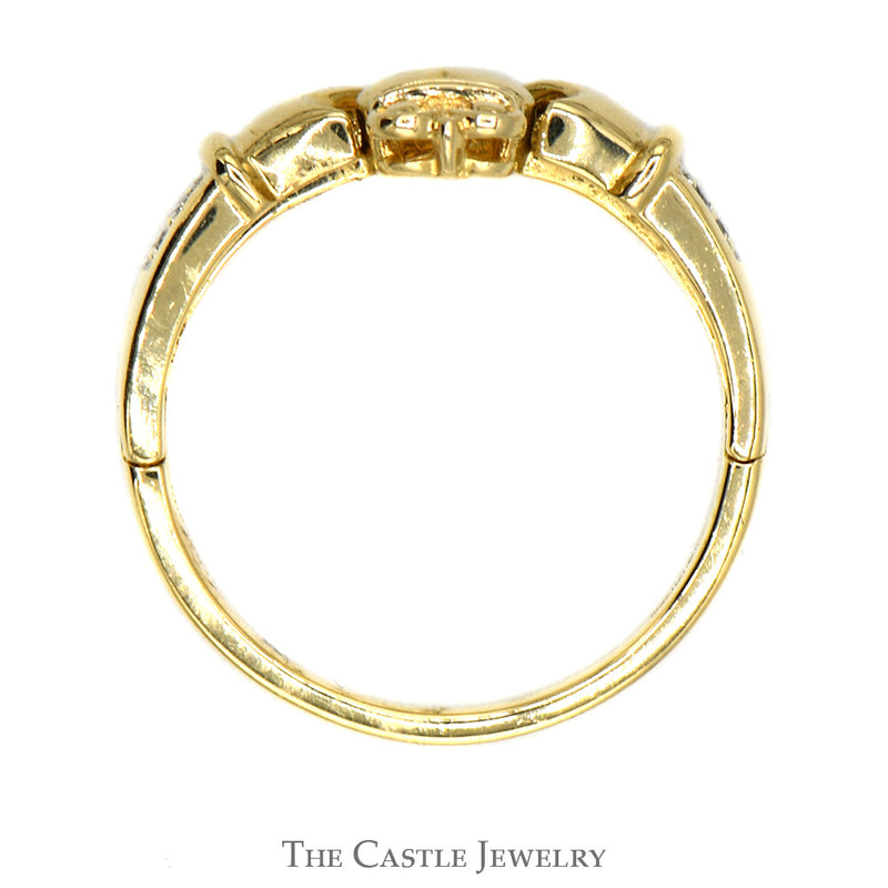 Diamond Accented Claddagh Wedding Band in 14k Yellow Gold