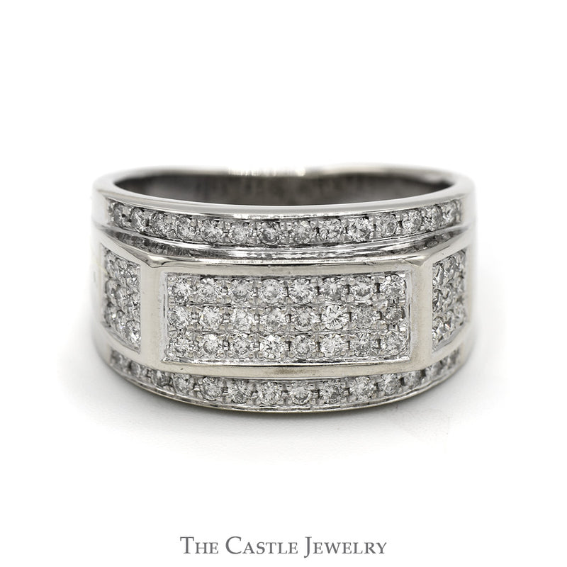 Men's 3/4cttw Rectangle Shaped Diamond Cluster Ring in 10k White Gold