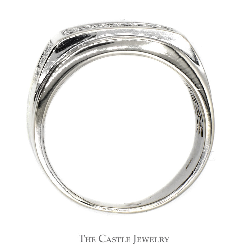 Men's 3/4cttw Rectangle Shaped Diamond Cluster Ring in 10k White Gold