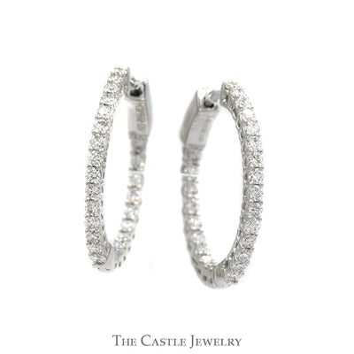 1cttw Lab Grown Diamond In & Out Hollywood Hoop Earrings in 14k White Gold