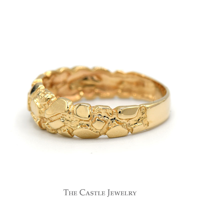 14k Yellow Gold Nugget Style Men's Wedding Band Ring - Size 10.25