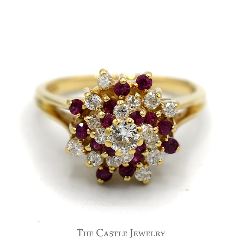 .50cttw Diamond and Ruby Swirl Ring in 14k Gold