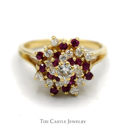 .50cttw Diamond and Ruby Swirl Ring in 14k Gold