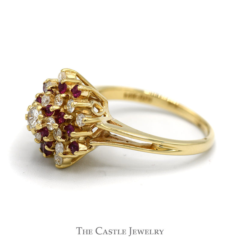 .50cttw Diamond and Ruby Swirl Ring in 14k Gold