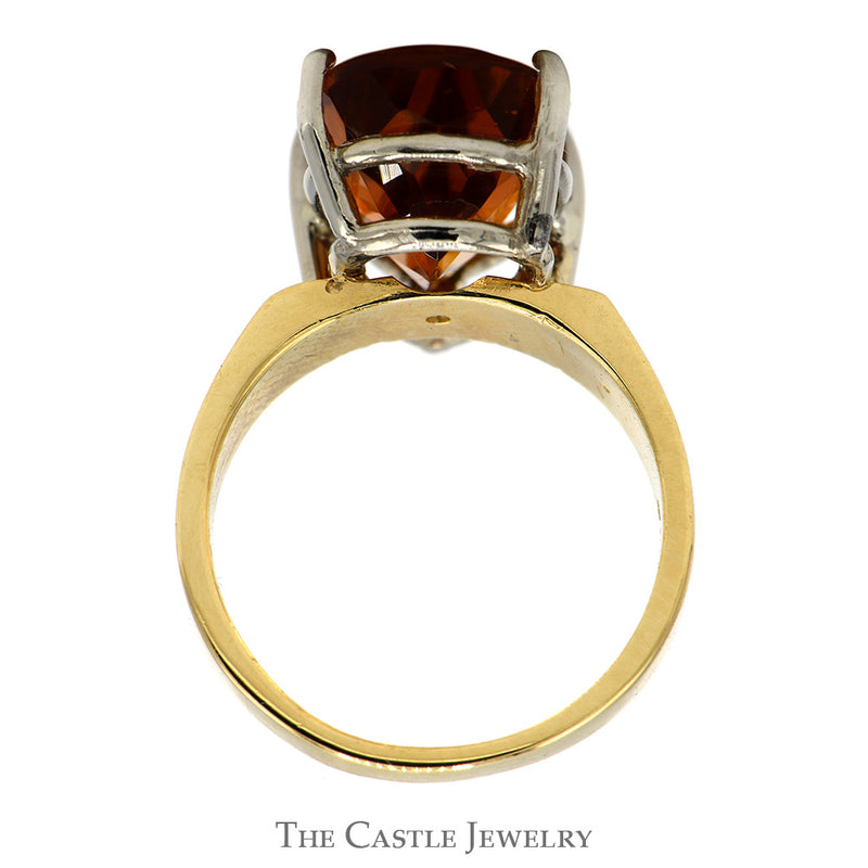 Pear Cut Citrine Ring with Polished Sides in 14k Yellow Gold
