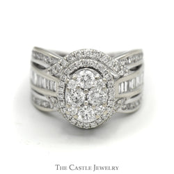 2cttw Oval Cluster Ring with Multiple Rows of Diamond Accents