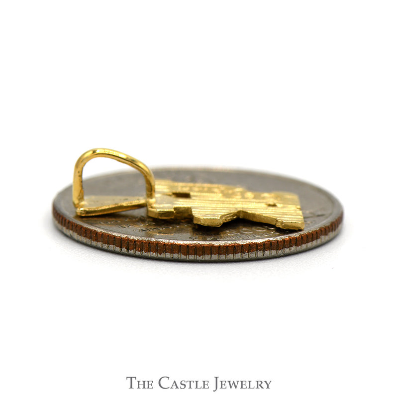 "UK" Wildcat Logo Charm Pendant in 14k Yellow Gold