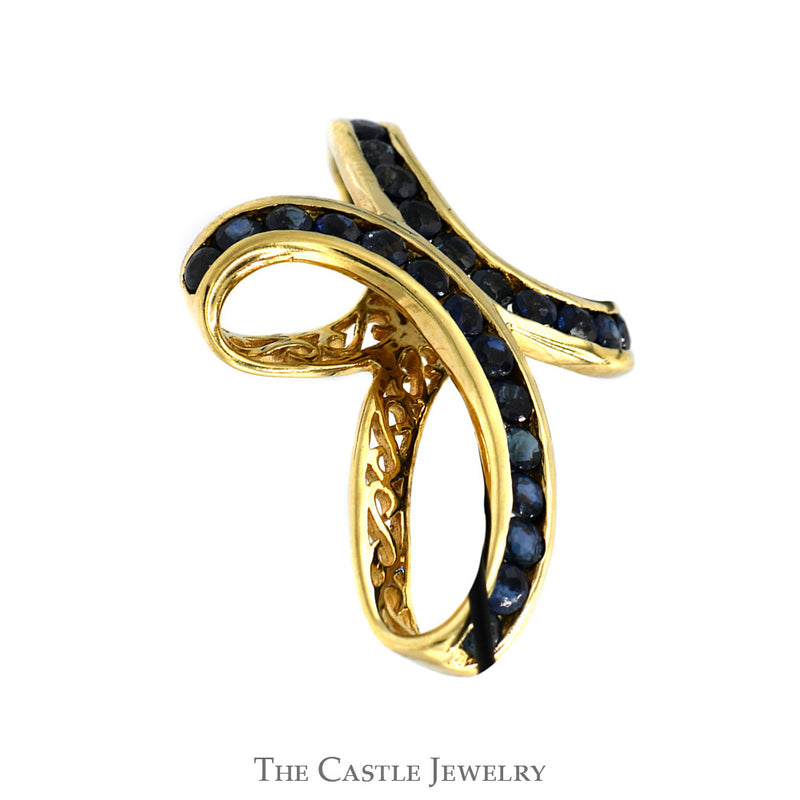 Freeform Channel-Set Sapphire Cross In 14KT Yellow Gold