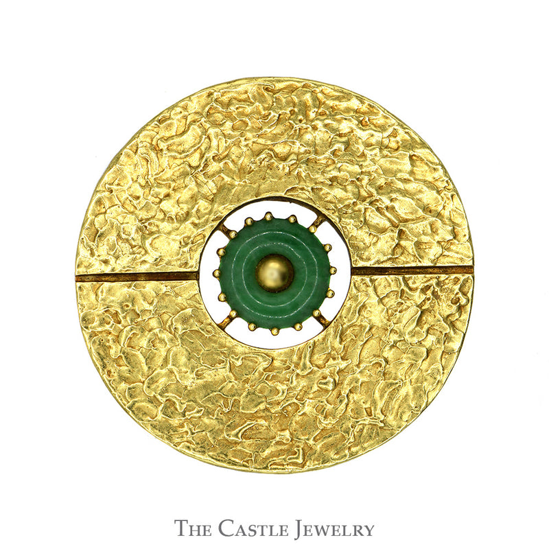 Ed Wiener Designer Green Jade Circle Pin/Pendant Combo in 18k Yellow Gold