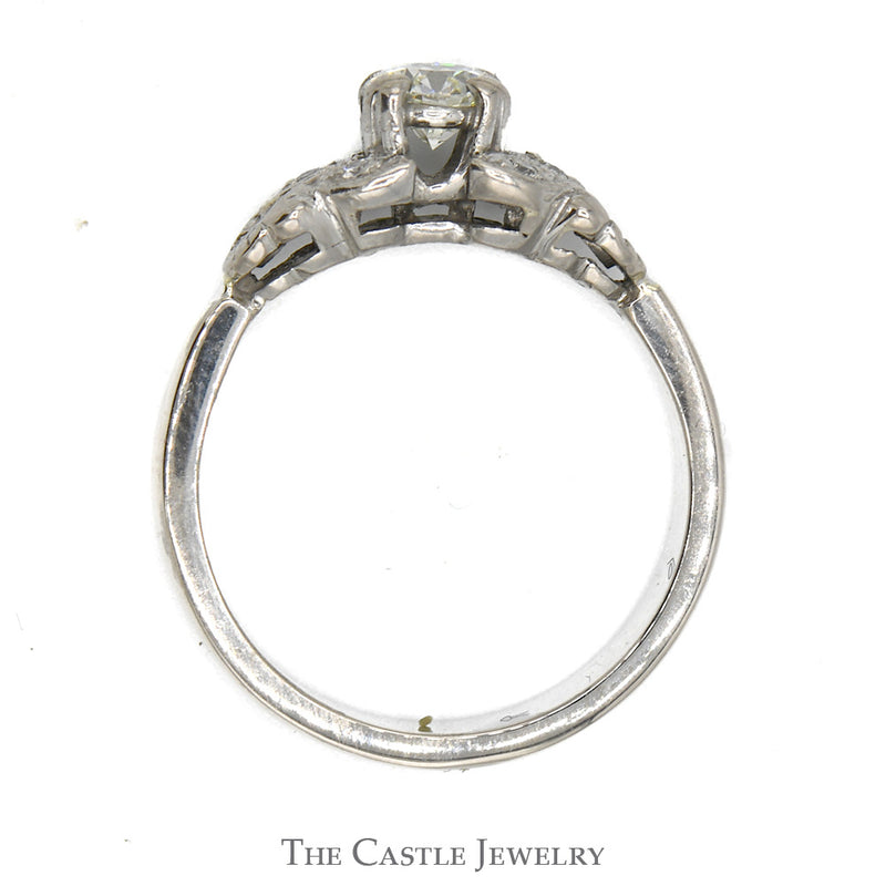 1/2ct Diamond Engagement Ring with Diamond Accented Floral Design in 10k White Gold