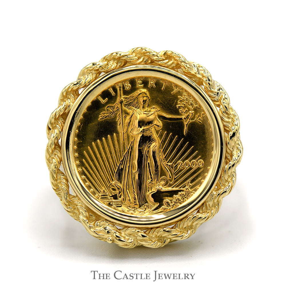 Liberty Coin Ring With Rope Bezel in 14 KT Yellow Gold – The