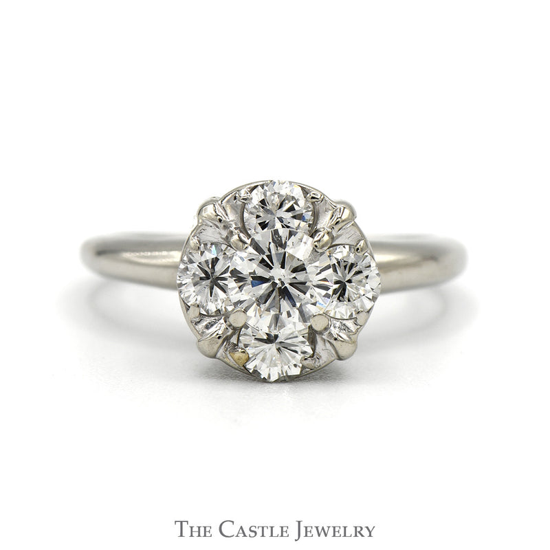 1cttw 5 Round Diamond Cluster Ring in 14k White Gold