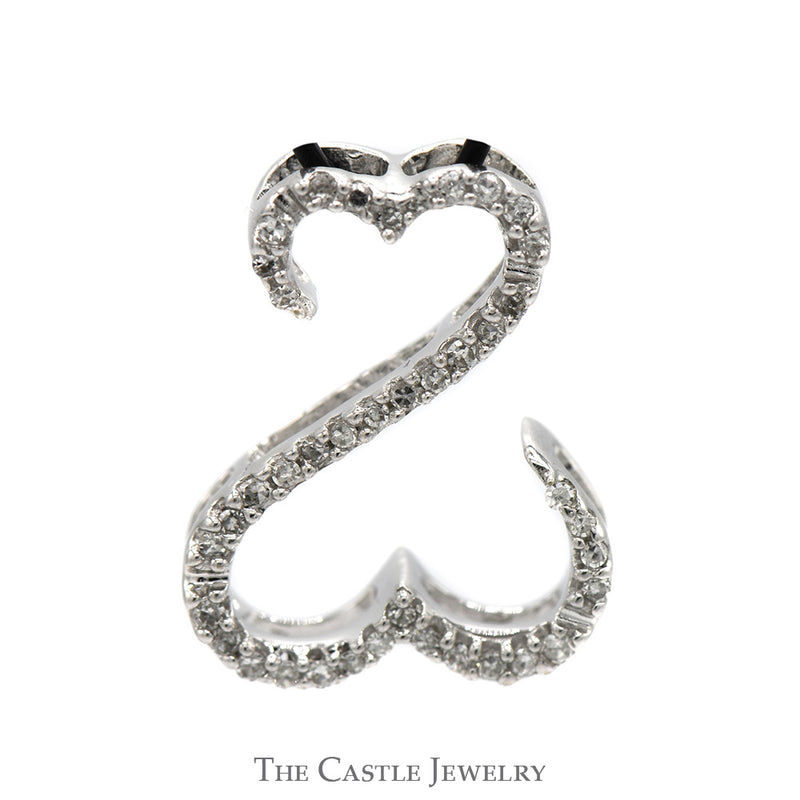 Diamond Open Heart Pendant .05CTTW Diamonds In 14KT White Gold