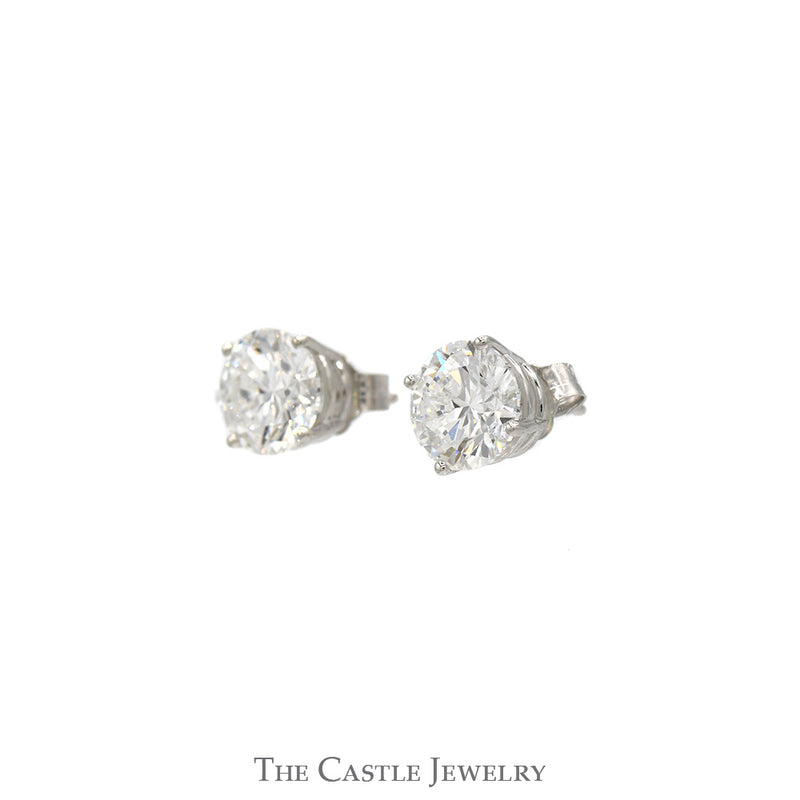 4cttw Round Brilliant Cut Lab Grown Diamond Stud Earrings in 14k White Gold