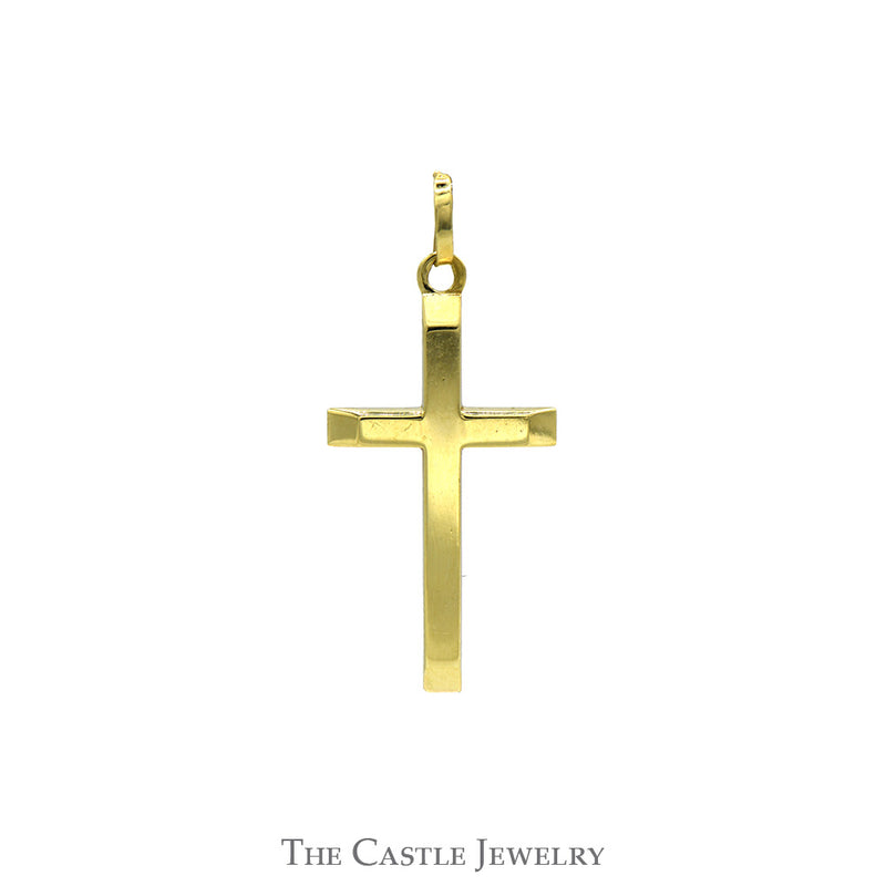 Polished Gold Cross Pendant with Beveled Edges in 14k Yellow Gold