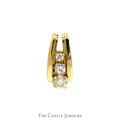 Vertically Set 1/2cttw Three Stone Graduated Diamond Slide Pendant in 10k Yellow Gold