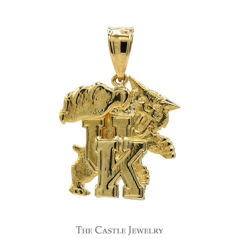 UK Wildcat Logo Charm Pendant in 14k Yellow Gold