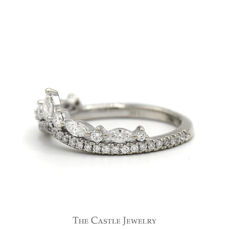 Crown Designed 1/2cttw Marquise, Pear & Round Cut Diamond Neil Lane Designer Band in 14k White Gold