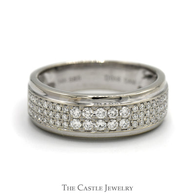 Men's 1/2cttw Pave Set Diamond Cluster Band in 14k White Gold