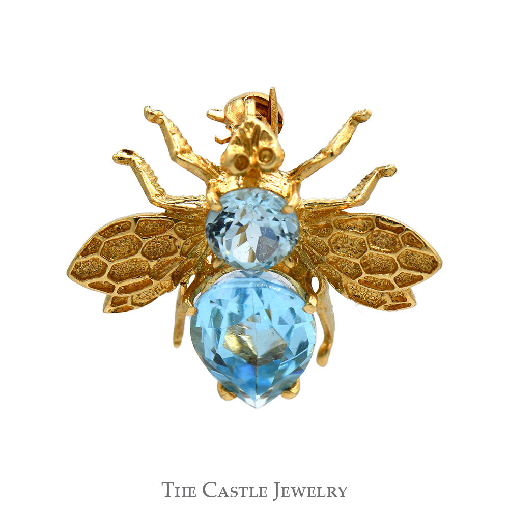 Blue Topaz Bee Pin in 14k Yellow Gold – The Castle Jewelry