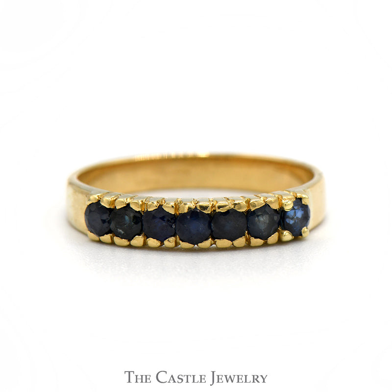 7 Round Sapphire Band in 18k Yellow Gold