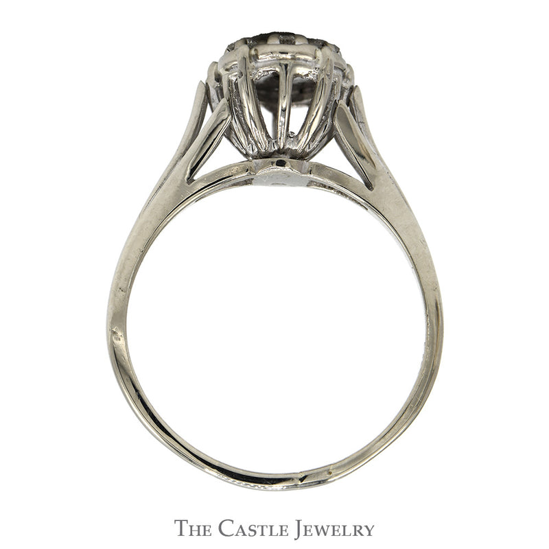 1/4cttw Oval Shaped 7 Diamond Cluster Ring in 14k White Gold