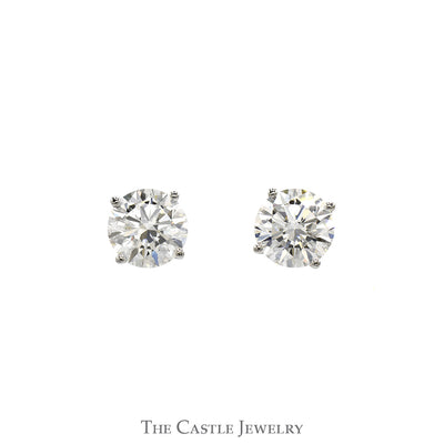 5cttw Round Brilliant Cut Lab Grown Diamond Stud Earrings in 14k White Gold Screw Backs
