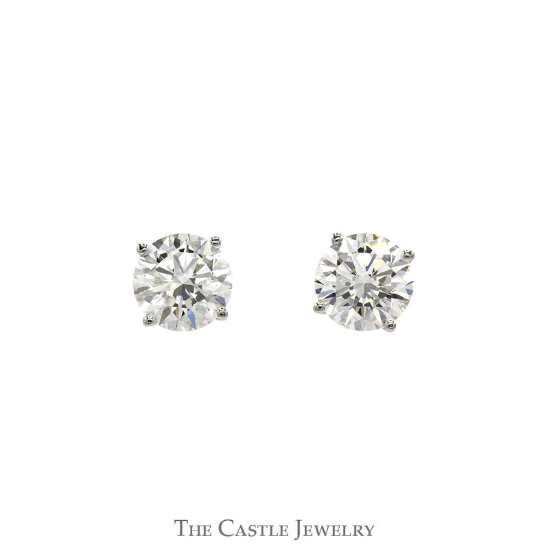 5cttw Round Brilliant Cut Lab Grown Diamond Stud Earrings in 14k White Gold Screw Backs