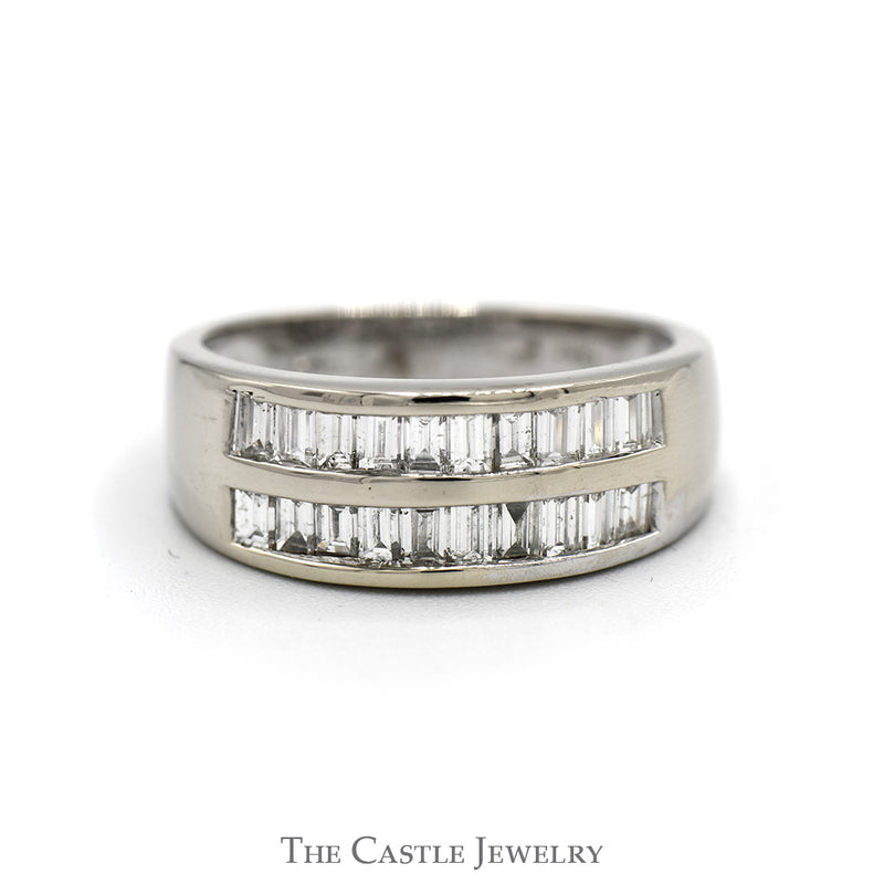 1/2cttw Double Row Channel Set Baguette Cut Diamond Band in 14k White Gold