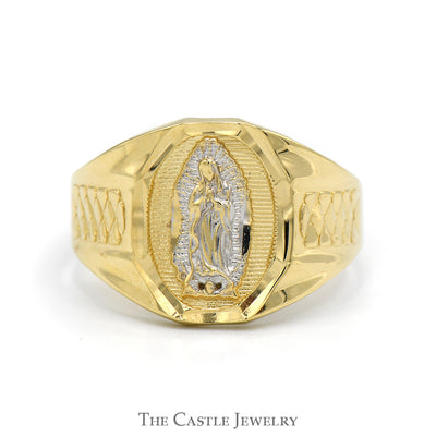 Two Tone Our Lady of Guadalupe Ring in 14k Yellow & White Gold